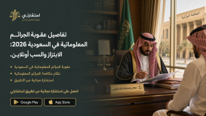 تفاصيل عقوبة الجرائم المعلوماتية في السعودية 2026: الابتزاز والسب أونلاين.