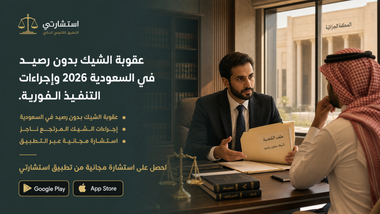 عقوبة الشيك بدون رصيد في السعودية 2026 وإجراءات التنفيذ الفورية.