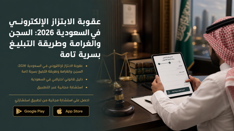 عقوبة الابتزاز الإلكتروني في السعودية 2026: السجن والغرامة وطريقة التبليغ بسرية تامة