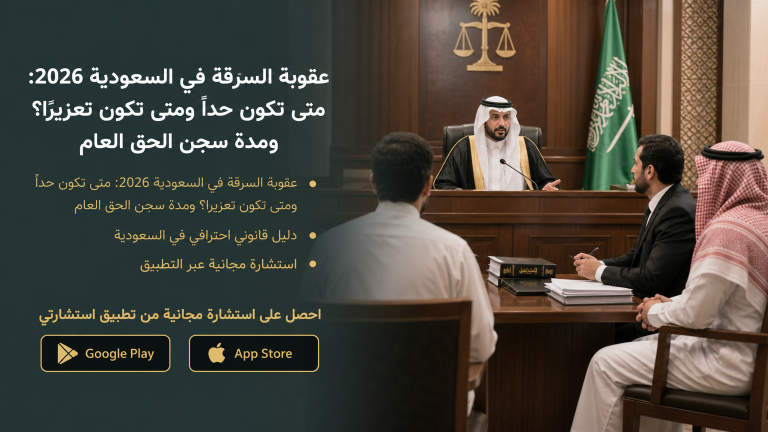 عقوبة السرقة في السعودية 2026: متى تكون حدًا ومتى تكون تعزيرًا؟ ومدة سجن الحق العام