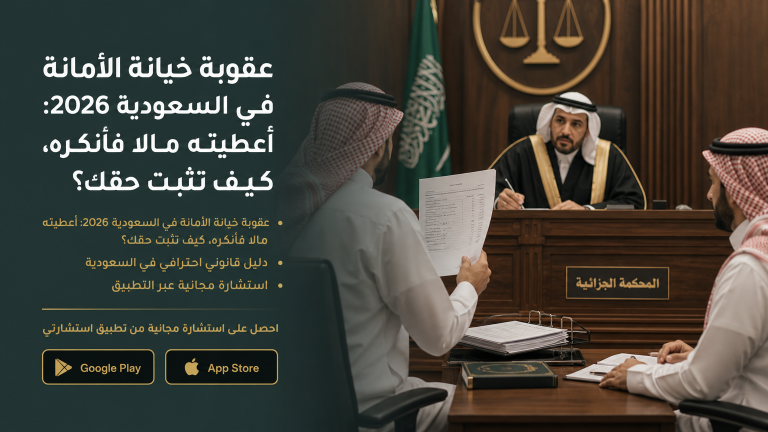 عقوبة خيانة الأمانة في السعودية 2026: أعطيته مالًا فأنكره، كيف تثبت حقك؟