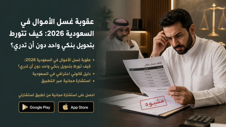 عقوبة غسل الأموال في السعودية 2026: كيف تتورط بتحويل بنكي واحد دون أن تدري؟