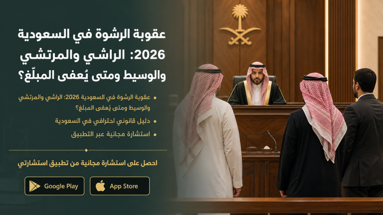 عقوبة الرشوة في السعودية 2026: الراشي والمرتشي والوسيط ومتى يُعفى المبلّغ؟