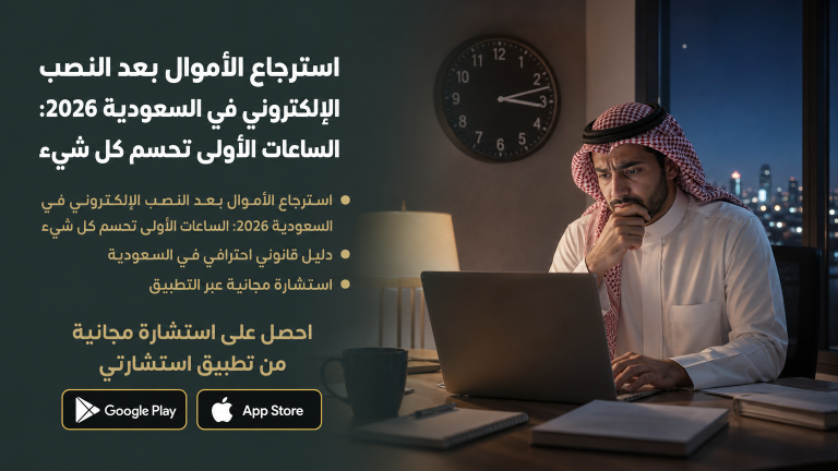 استرجاع الأموال بعد النصب الإلكتروني في السعودية 2026: الساعات الأولى تحسم كل شيء