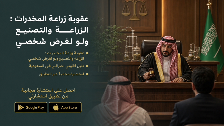 عقوبة زراعة المخدرات : الزراعة والتصنيع ولو لغرض شخصي