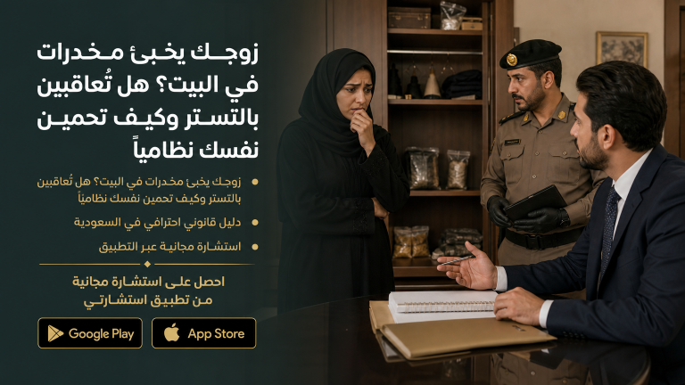 زوجك يخبئ مخدرات في البيت؟ هل تُعاقبين بالتستر وكيف تحمين نفسك نظاميًا
