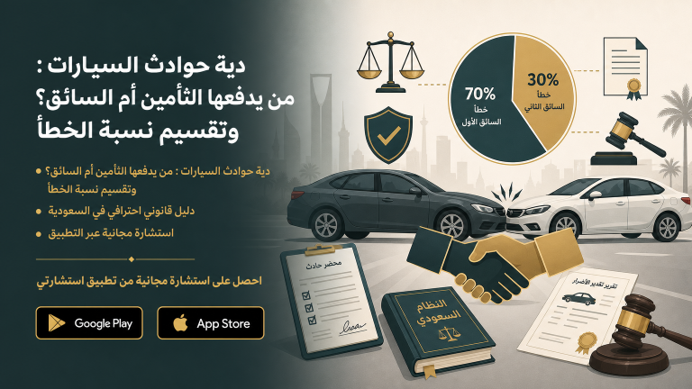 دية حوادث السيارات : من يدفعها التأمين أم السائق؟ وتقسيم نسبة الخطأ